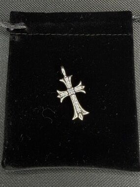 Chrome Hearts Diamond Studded Medium Floral Cross Pendant